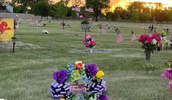 Sunset Memorial Gardens cemetery in Fargo, North Dakota.